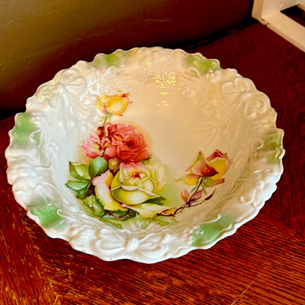 Antique PS Germany Sorau Rose floral bowl
